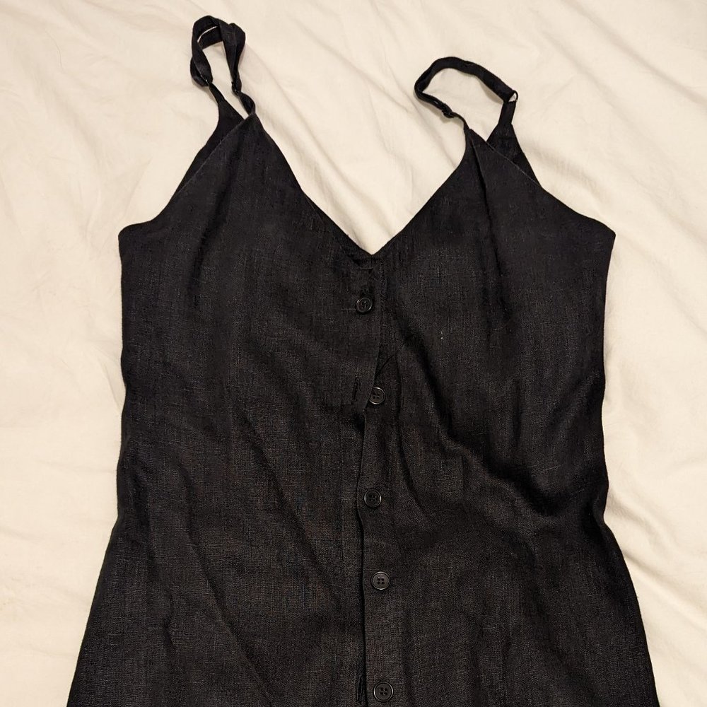 Reformation Black Linen Button-Down Dress Size Small